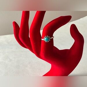 Sterling Silver Turquoise Ring Size 6 Sunflower